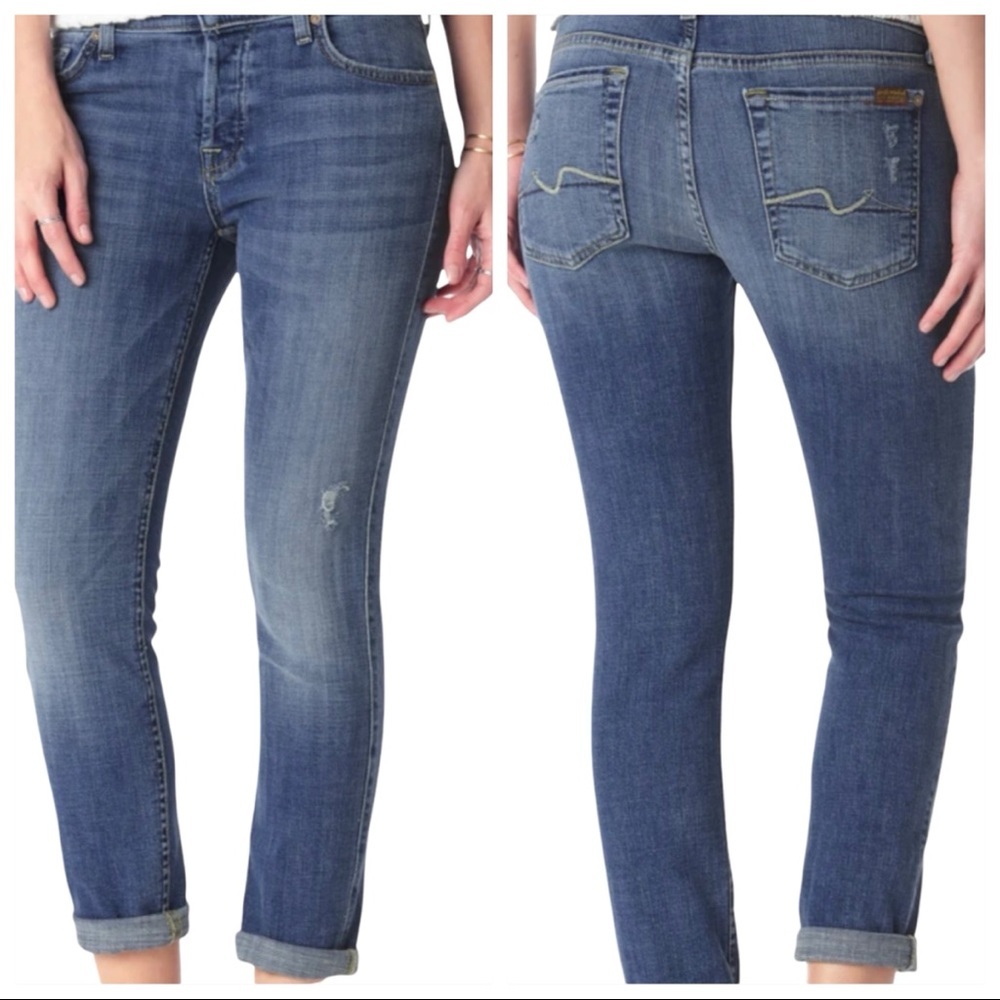 7 For All Mankind Josefina Skinny Boyfriend Jeans. Button Fly. Size 27